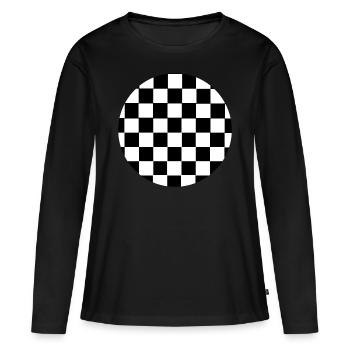 Cercle à damier - T-shirt manches longues Premium bio Femme - noir - Devant - Julia (174cm)