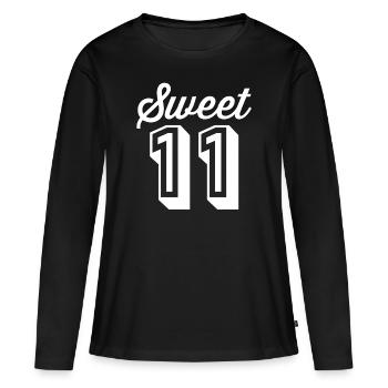 Fille d’anniversaire 11 ans - T-shirt manches longues Premium bio Femme - noir - Devant - Julia (174cm)