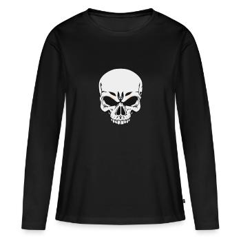 Tod Schädel Jenseits Totenkopf Tattoo - Frauen Premium Bio Langarmshirt - Schwarz - Vorne - Julia (174cm)