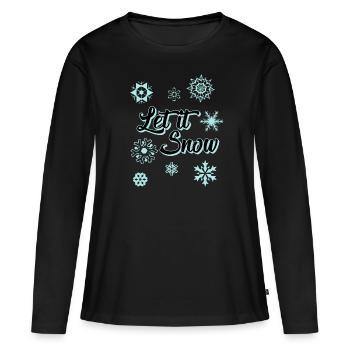Chemise de neige pour femme et enfant - Let it snow - T-shirt manches longues Premium bio Femme - noir - Devant - Julia (174cm)