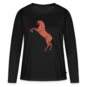 Cheval cheval poney équitation cheval sauvage Cheval Sauvage - T-shirt manches longues Premium bio Femme - noir - Devant - Julia (174cm)