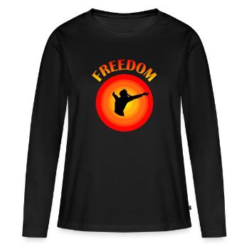 Liberté, liberté - T-shirt manches longues Premium bio Femme - noir - Devant - Julia (174cm)