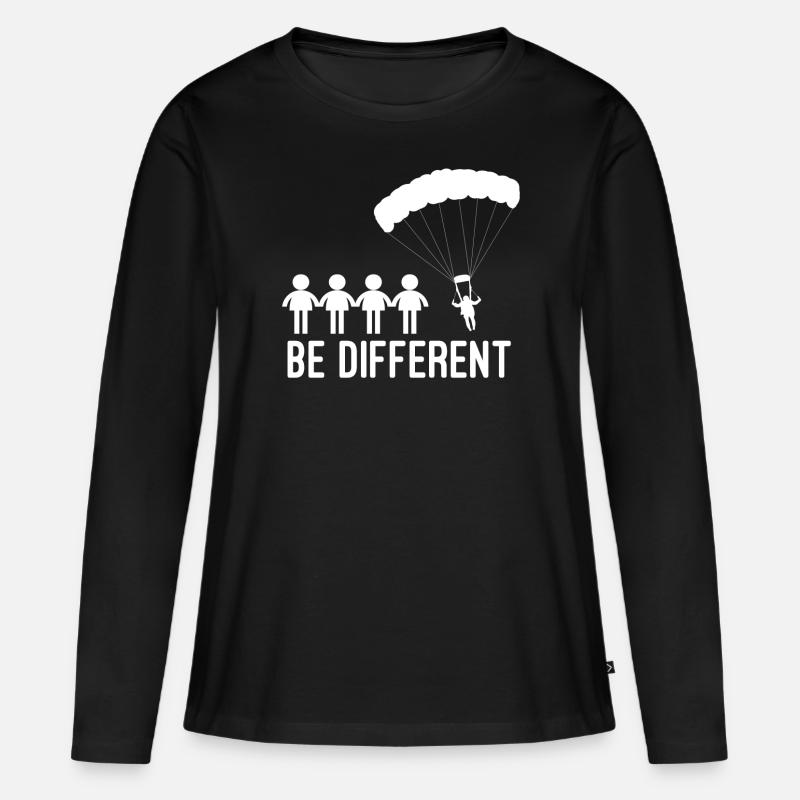Skydiving Be different - Frauen Premium Bio Langarmshirt - Schwarz
