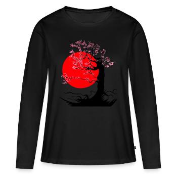 Baum Fantasy Asien China Japan - Frauen Premium Bio Langarmshirt - Schwarz - Vorne - Julia (174cm)