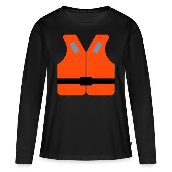 ★ Les couleurs du design peuvent être modifiées ★ Gilet de sauvetage - T-shirt manches longues Premium bio Femme - noir - Devant - Julia (174cm)