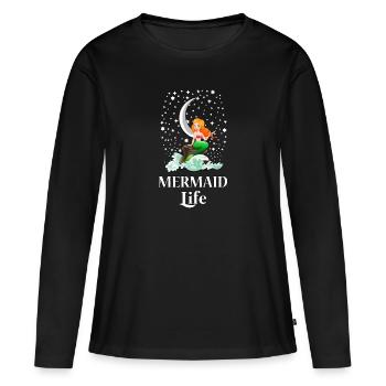 Sirène mer Mermaid idée cadeau cadeau - T-shirt manches longues Premium bio Femme - noir - Devant - Julia (174cm)