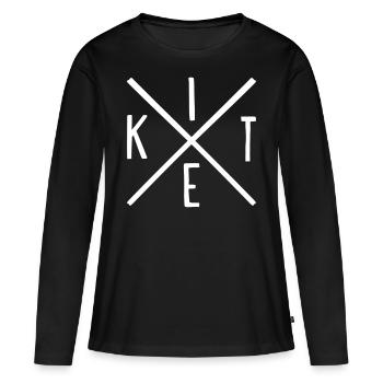 kite - Women's Premium Organic Long Sleeve Shirt - black - Front - Julia (174cm)