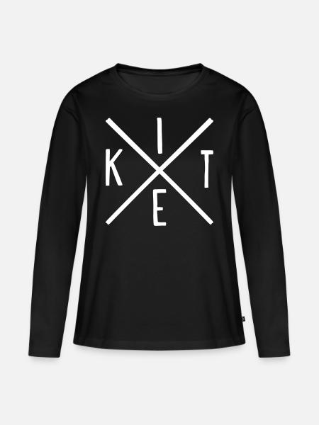 Kite - Frauen Premium Bio Langarmshirt - Schwarz