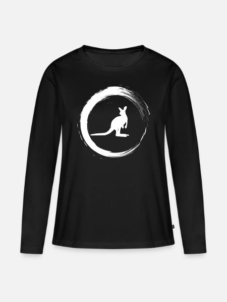 Känguru - Frauen Premium Bio Langarmshirt - Schwarz