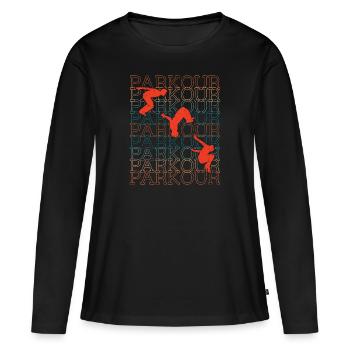 Parkour freerunning - T-shirt manches longues Premium bio Femme - noir - Devant - Julia (174cm)