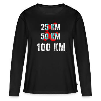 100 km de randonnée pédestre - T-shirt manches longues Premium bio Femme - noir - Devant - Julia (174cm)