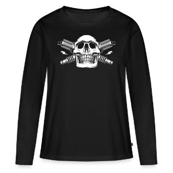 tête de mort avec bougie - T-shirt manches longues Premium bio Femme - noir - Devant - Julia (174cm)
