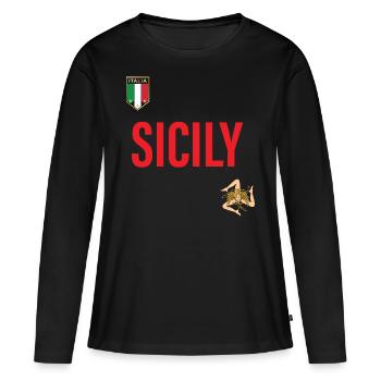 Sicily Jersey - Women's Premium Organic Long Sleeve Shirt - black - Front - Julia (174cm)