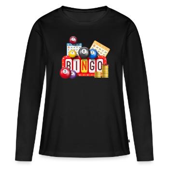 Idée cadeau cadeau bingo - T-shirt manches longues Premium bio Femme - noir - Devant - Julia (174cm)