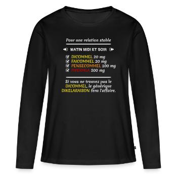 Relation stable - T-shirt manches longues Premium bio Femme - noir - Devant - Julia (174cm)