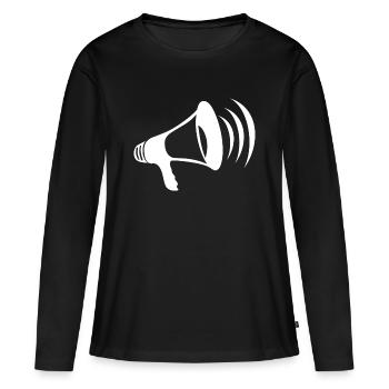 Mégaphone blanc - T-shirt manches longues Premium bio Femme - noir - Devant - Julia (174cm)