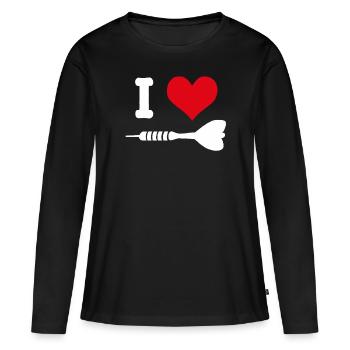 J'aime les fléchettes fléchettes fléchettes fléchette fléchette fléchette - T-shirt manches longues Premium bio Femme - noir - Devant - Julia (174cm)