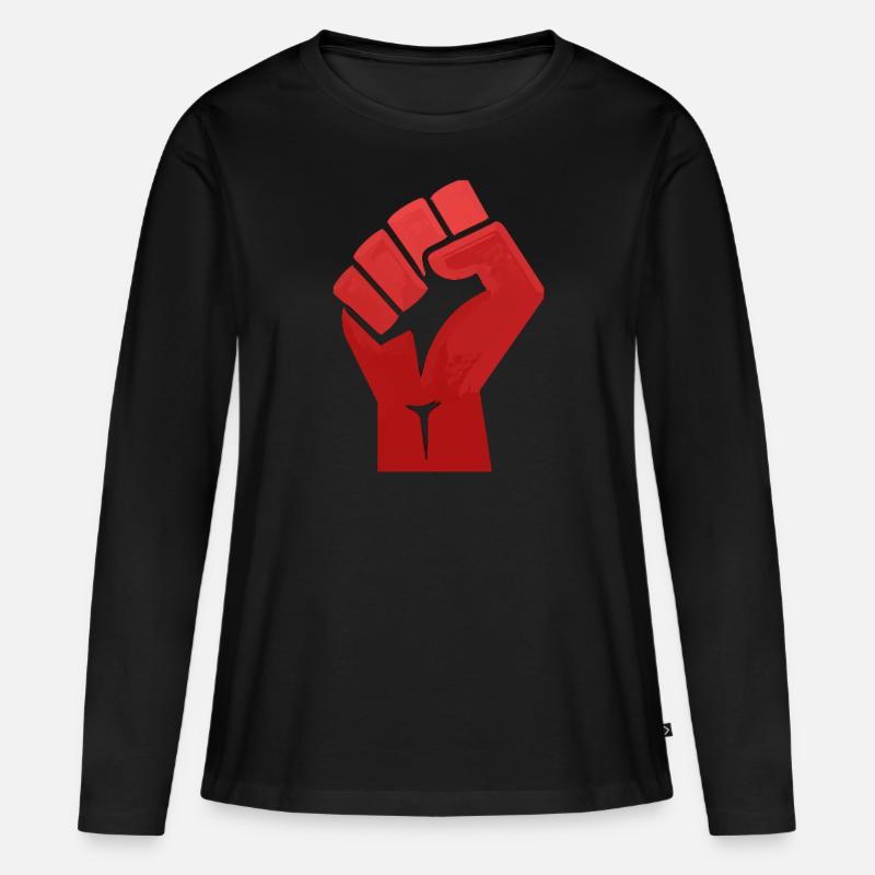 Faust rot - Frauen Premium Bio Langarmshirt - Schwarz