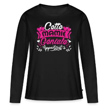 Geschenk Oma Muttertag anpassbar - Frauen Premium Bio Langarmshirt - Schwarz - Vorne - Julia (174cm)