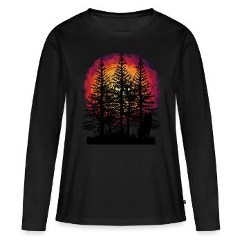 Loup de nature sauvage loups faune nature écologie soleil - T-shirt manches longues Premium bio Femme - noir - Devant - Julia (174cm)