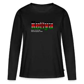 Kenya - T-shirt manches longues Premium bio Femme - noir - Devant - Julia (174cm)