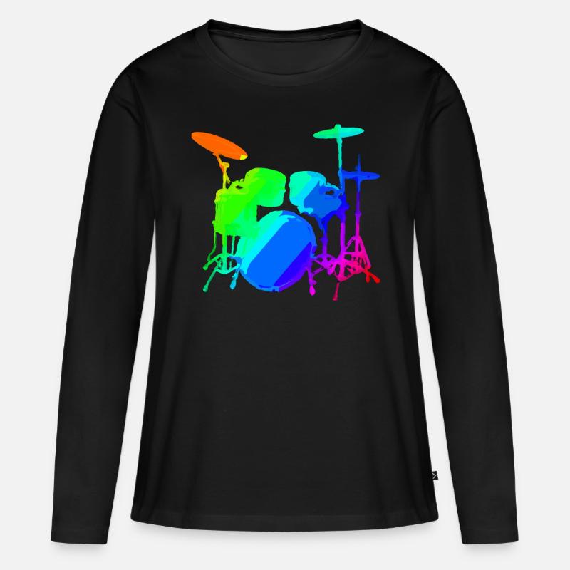 Schlagzeug - Frauen Premium Bio Langarmshirt - Schwarz