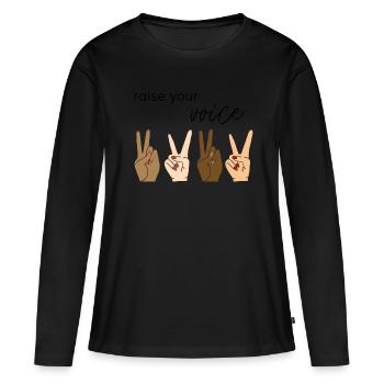 parle plus fort - T-shirt manches longues Premium bio Femme - noir - Devant - Julia (174cm)
