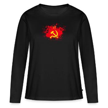Russie Russie Rossia patch flag idée cadeau - T-shirt manches longues Premium bio Femme - noir - Devant - Julia (174cm)