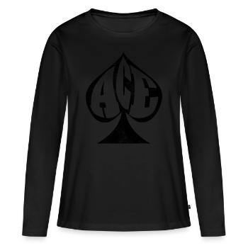 Cartes de poker poker as de pique - T-shirt manches longues Premium bio Femme - noir - Devant - Julia (174cm)