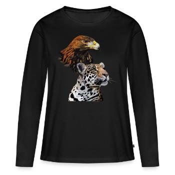 Steinadler und Jaguar - Frauen Premium Bio Langarmshirt - Schwarz - Vorne - Julia (174cm)