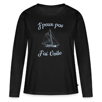 Je peux pas j'ai Voile idée cadeau - T-shirt manches longues Premium bio Femme - noir - Devant - Julia (174cm)