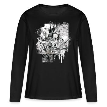 Collage de Rostock - T-shirt manches longues Premium bio Femme - noir - Devant - Julia (174cm)