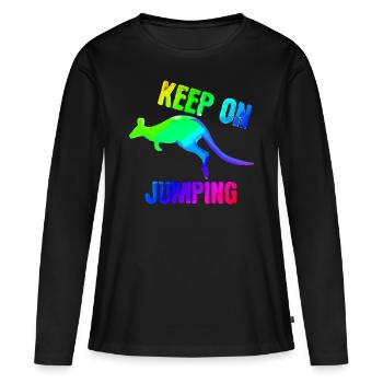 Continuez à sauter - T-shirt manches longues Premium bio Femme - noir - Devant - Julia (174cm)