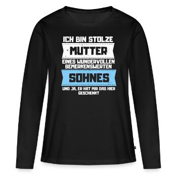 Stolze Mutter eines Sohnes - Frauen Premium Bio Langarmshirt - Schwarz - Vorne - Julia (174cm)