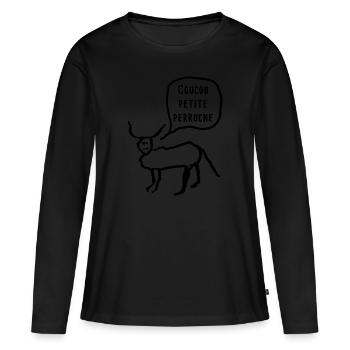 coucou petite perruche françois embrouille tatoo - T-shirt manches longues Premium bio Femme - noir - Devant - Julia (174cm)