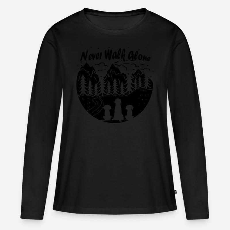 Never walk alone - Frauen Premium Bio Langarmshirt - Schwarz