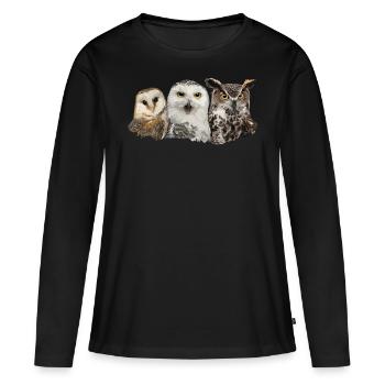 Eulen und Eule - Frauen Premium Bio Langarmshirt - Schwarz - Vorne - Julia (174cm)