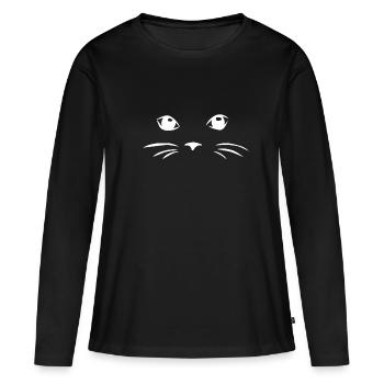 Chat Visage Chat Chat Chatte Chatte Cadeau - T-shirt manches longues Premium bio Femme - noir - Devant - Julia (174cm)