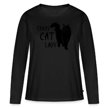 CRAZY CAT LADY - Women's Premium Organic Long Sleeve Shirt - black - Front - Julia (174cm)