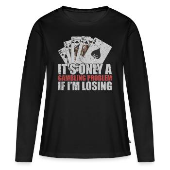 Poker de jeu - T-shirt manches longues Premium bio Femme - noir - Devant - Julia (174cm)