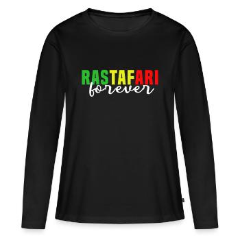 Rastafari pour toujours - T-shirt manches longues Premium bio Femme - noir - Devant - Julia (174cm)