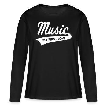 Music – My First Love (Musik – Meine Erste Liebe) - Frauen Premium Bio Langarmshirt - Schwarz - Vorne - Julia (174cm)