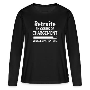 Retraite en cours de chargement - T-shirt manches longues Premium bio Femme - noir - Devant - Julia (174cm)