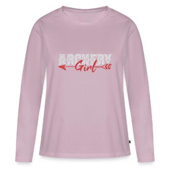 Tir à l'arc - T-shirt manches longues Premium bio Femme - rose poudré - Devant - Julia (174cm)