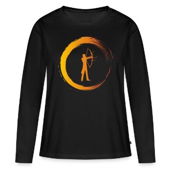 Archer - T-shirt manches longues Premium bio Femme - noir - Devant - Julia (174cm)