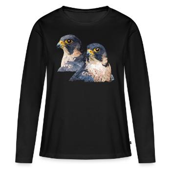 Le faucon pèlerin - T-shirt manches longues Premium bio Femme - noir - Devant - Julia (174cm)