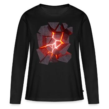 Conception 3D de volcan de lave rougeoyante - T-shirt manches longues Premium bio Femme - noir - Devant - Julia (174cm)