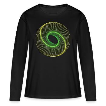 Géométrie sacrée Spiralle - T-shirt manches longues Premium bio Femme - noir - Devant - Julia (174cm)
