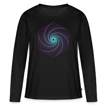 Géométrie sacrée Spiralle - T-shirt manches longues Premium bio Femme - noir - Devant - Julia (174cm)