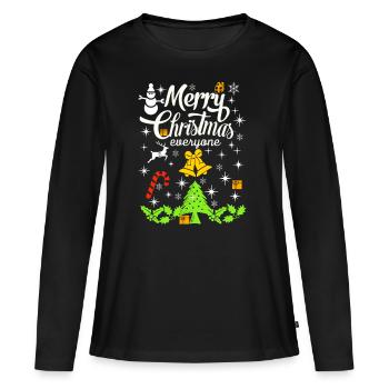 Joyeux Noël, Joyeux Noël, Joyeux Noël - T-shirt manches longues Premium bio Femme - noir - Devant - Julia (174cm)